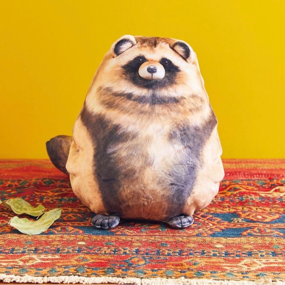 Cute Raccoon Plush Pillow - 12" Soft Stuffed Animal Toy for Kids - Picture 2 of 3